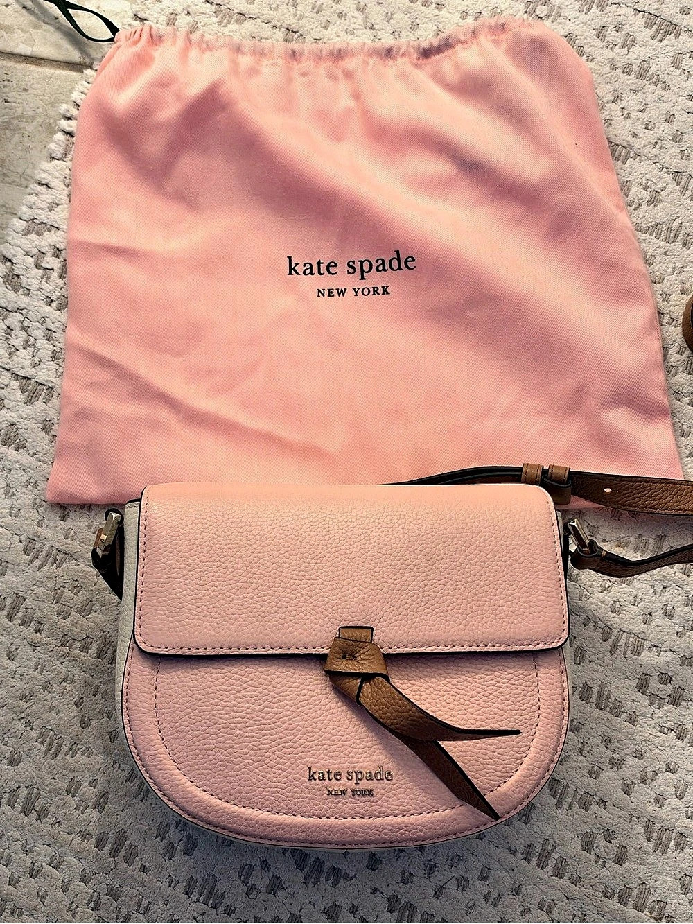 kate spade new york Knott Medium Saddle Bag Pink & Brown Crossbody